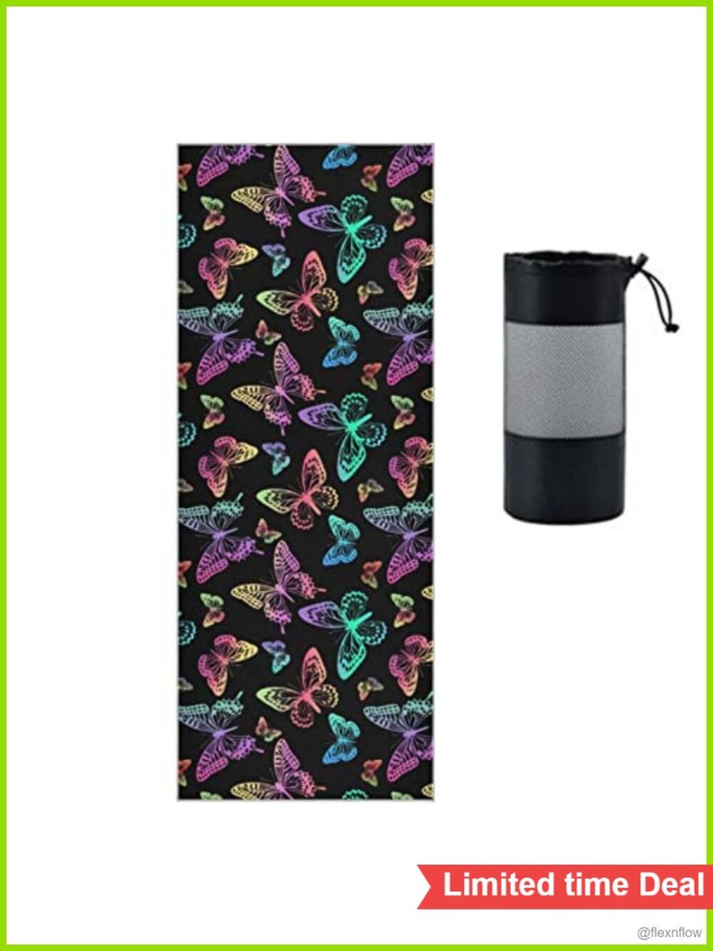 Suede Yoga Mat Towel Non-Slip Silicone Back 73x27 with Travel Bag
